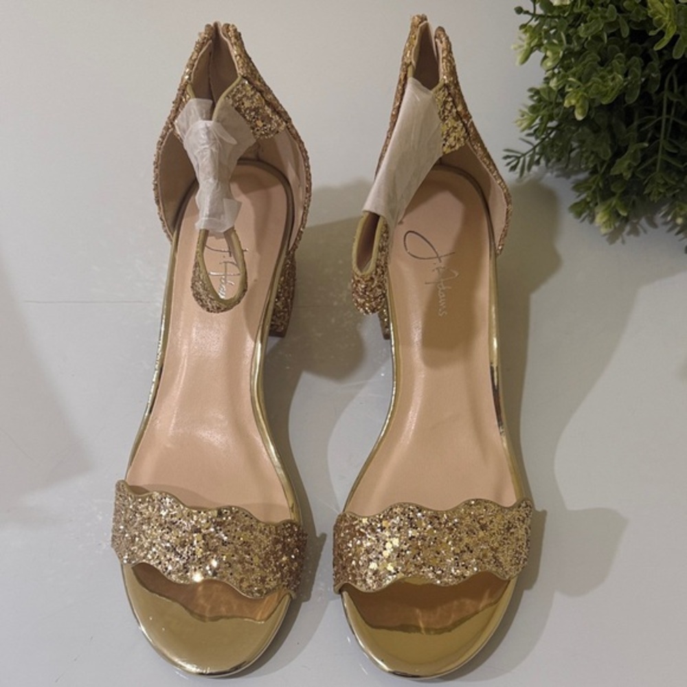 J.Adams Mimi ⭐️ Gold Glitter Sandals Chunky Sandals occasion Evening sandals